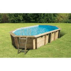Piscine En Bois Octogonale Ubbink Océa 6,10 X 4,00 X 1,30 M - Liner Bleu