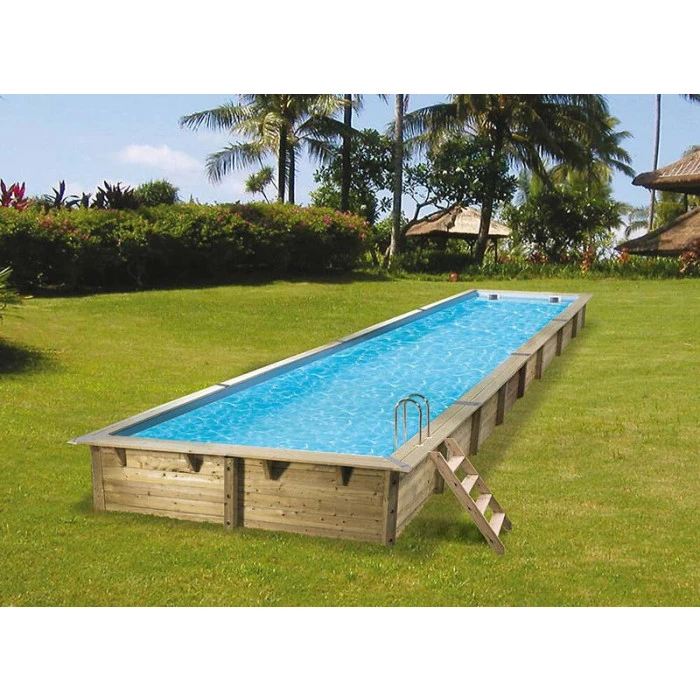 Piscine En Bois Rectangulaire Ubbink Linéa 15,50 X 3,50 X 1,55 M - Liner Beige – Image 3