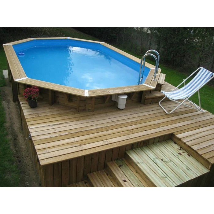 Piscine En Bois Octogonale Ubbink Azura 7,50 X 4,00 X 1,30 M - Liner Bleu – Image 4