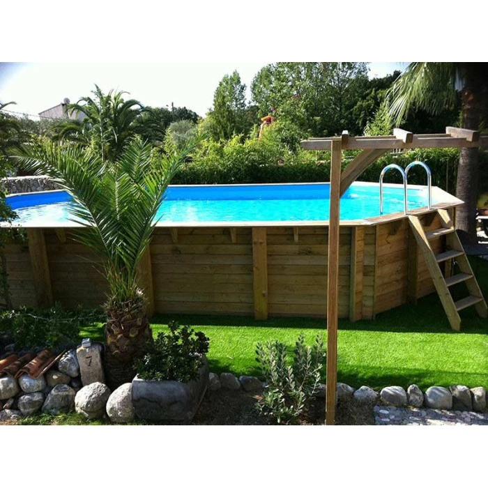Piscine En Bois Octogonale Ubbink Azura 7,50 X 4,00 X 1,30 M - Liner Bleu – Image 2