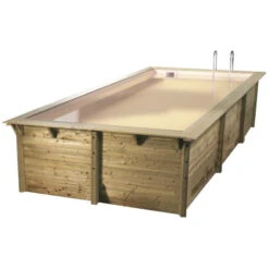 Piscine En Bois Rectangulaire Ubbink Azura 5,05 X 3,50 X 1,26 M - Liner Beige