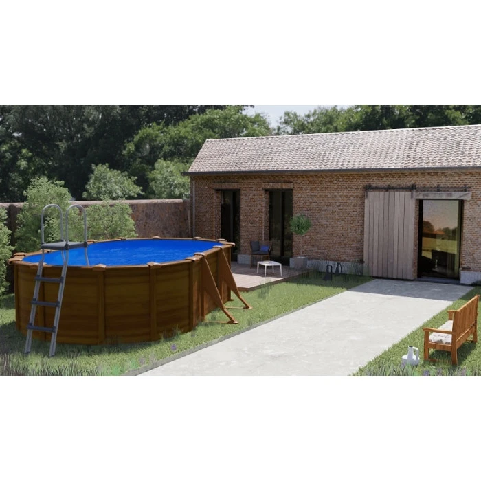 GRE Piscine Ovale Acier Gré Sicilia Imitation Bois - 5 X 3 X 1,20 M – Image 5