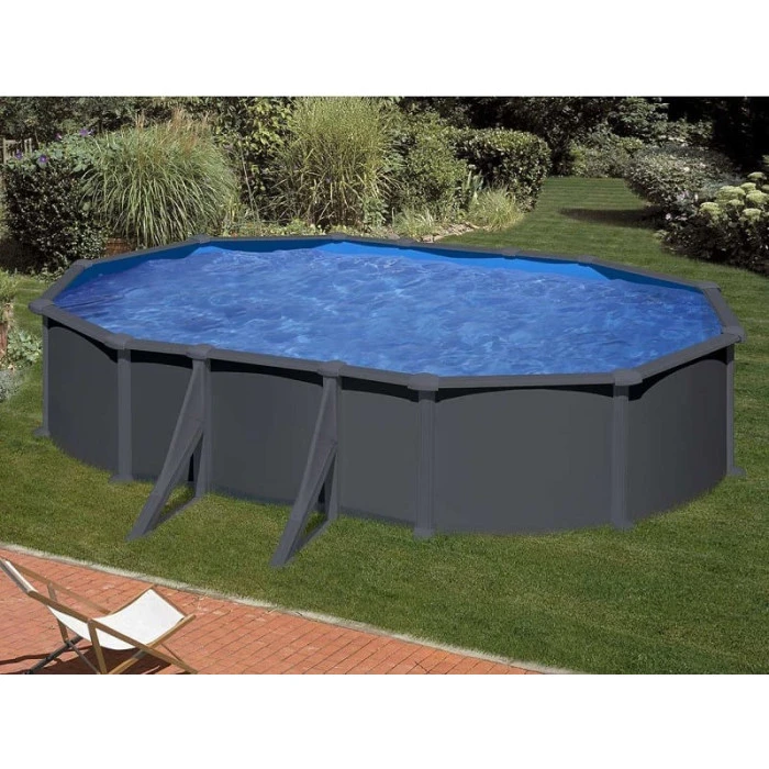 GRE Piscine Ovale Acier Gré Gris Anthracite - 5 X 3 X 1,30 M – Image 2