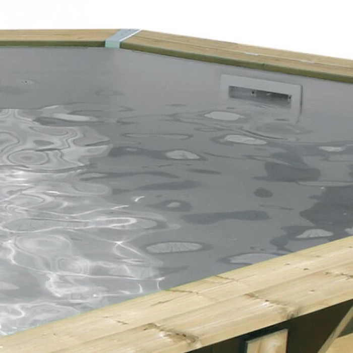 Piscine En Bois Octogonale Ubbink Océa 6,10 X 4,00 X 1,30 M - Liner Gris – Image 2