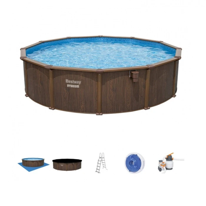 Piscine En Acier Bestway Hydrium Effet Bois Ø 5,50 X H 1,30 M – Image 7