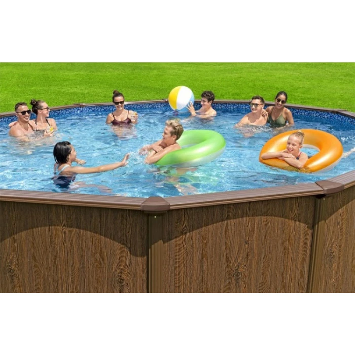 Piscine En Acier Bestway Hydrium Effet Bois Ø 5,50 X H 1,30 M – Image 3