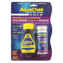 Bandelettes D'analyse Piscine Aquachek Chlorine 4 En 1 + Shock AquaChek - 50 Chlore Et 10 Shock